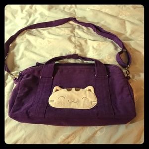 Cute cat themed Purple canvas computer bag